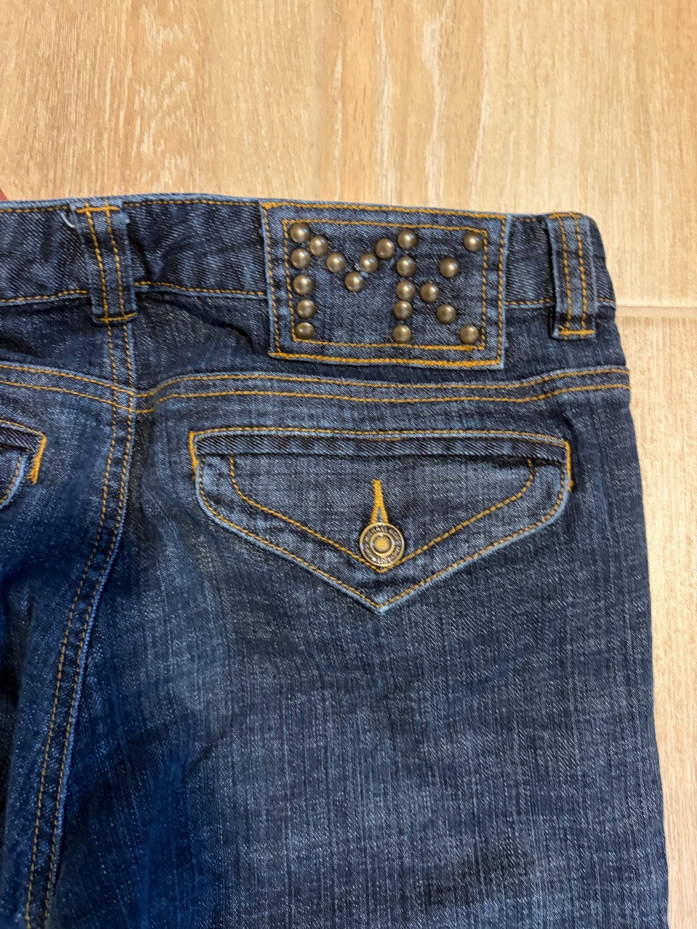 Michael Kors Dark Blue Flare Jeans with Studded Pockets - Picture 5 of 5